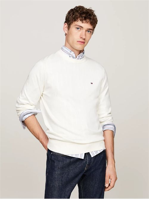 pullover uomo bianco TOMMY HILFIGER | MW0MW28046YBI